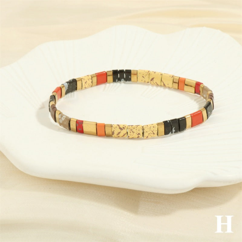 Wholesale Fashion Retro Pull-On Simple Bohemian Hand-woven Elastic Beaded Bracelet